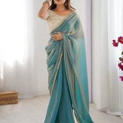 Fendy Satin Saree with Sequin Lace Border
