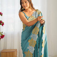 Vichitra Silk Saree with Fine Hand Embroidery
