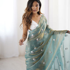 Liquid Fendy Satin with Dazzling Sequin Work Saree