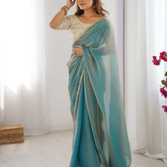 Fendy Satin Saree with Sequin Lace Border