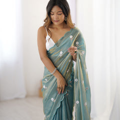 Liquid Fendy Satin with Dazzling Sequin Work Saree