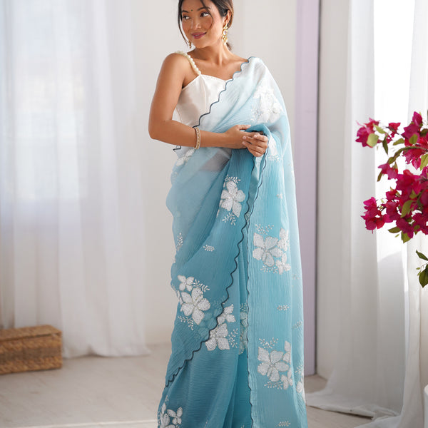 Padded Texture & Sequins Sparkle Saree