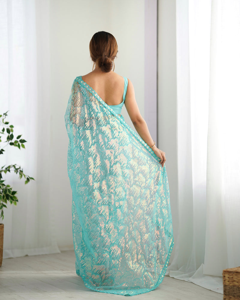 Butterfly Glow Saree Soft Net & 3mm Sequin Sparkle