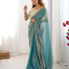 Fendy Satin Saree with Sequin Lace Border