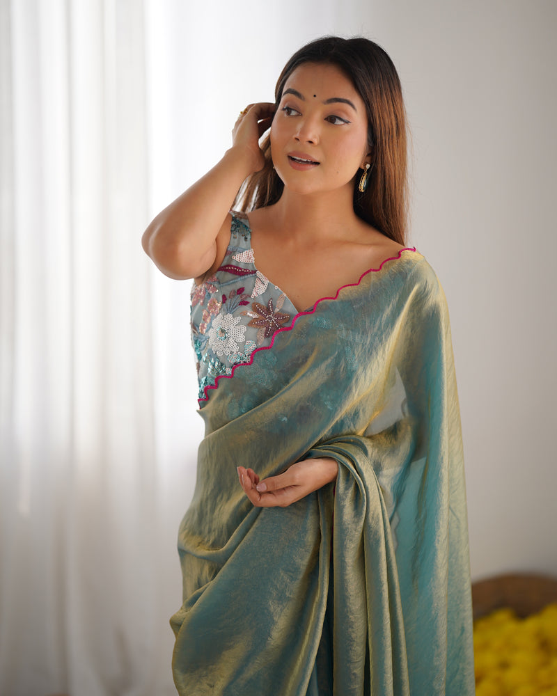 Space Silk Saree with Arco Border