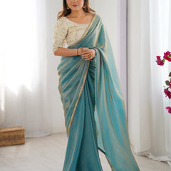 Fendy Satin Saree with Sequin Lace Border