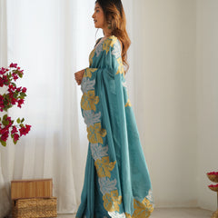 Vichitra Silk Saree with Fine Hand Embroidery