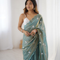 Liquid Fendy Satin with Dazzling Sequin Work Saree