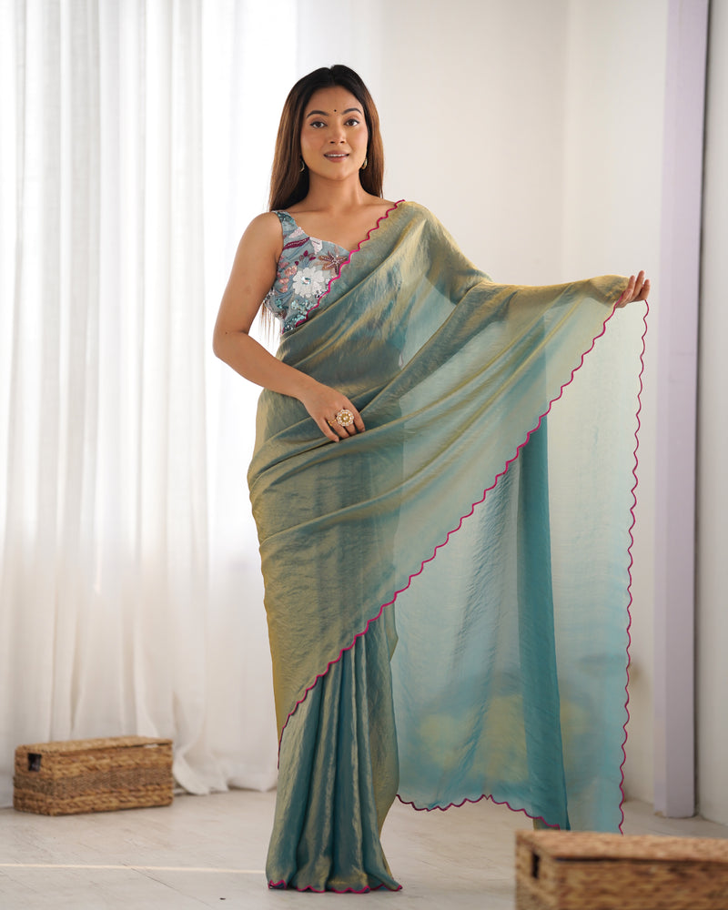 Space Silk Saree with Arco Border