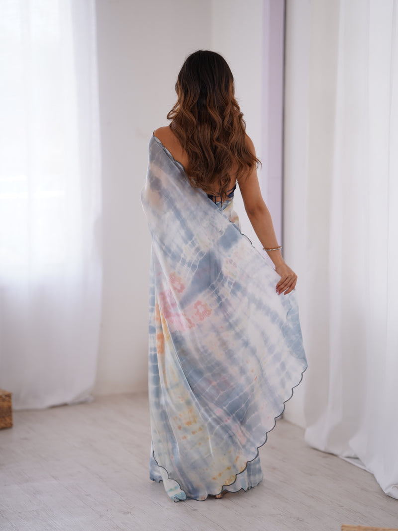 NC Satin & Arco Lace Elegance Saree