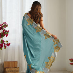 Vichitra Silk Saree with Fine Hand Embroidery