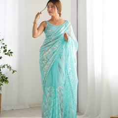 Butterfly Glow Saree Soft Net & 3mm Sequin Sparkle