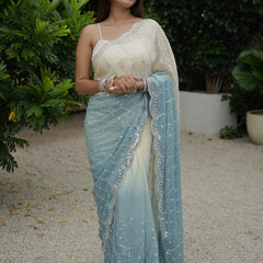The Luminous Beaded Satin Saree
