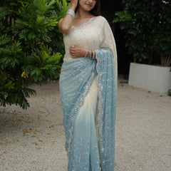 The Luminous Beaded Satin Saree