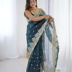 Soft Twill Net & Sequin Elegance Saree
