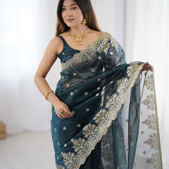 Soft Twill Net & Sequin Elegance Saree