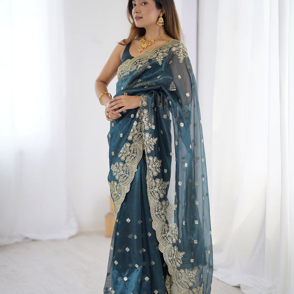 Soft Twill Net & Sequin Elegance Saree