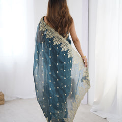 Soft Twill Net & Sequin Elegance Saree