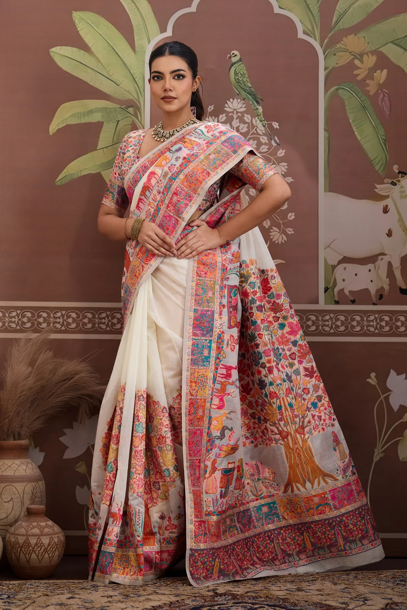 Luxurious Cotton Pashmina Weaving Saree