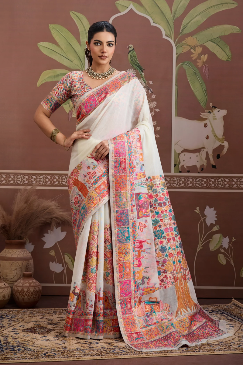 Luxurious Cotton Pashmina Weaving Saree