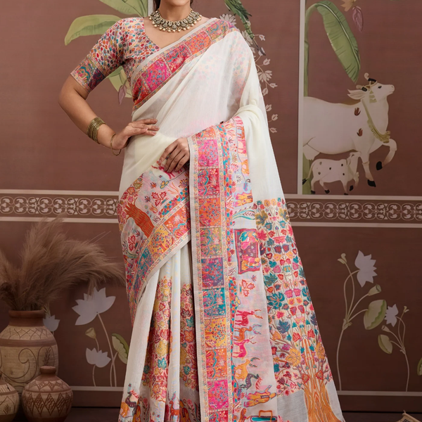 Luxurious Cotton Pashmina Weaving Saree