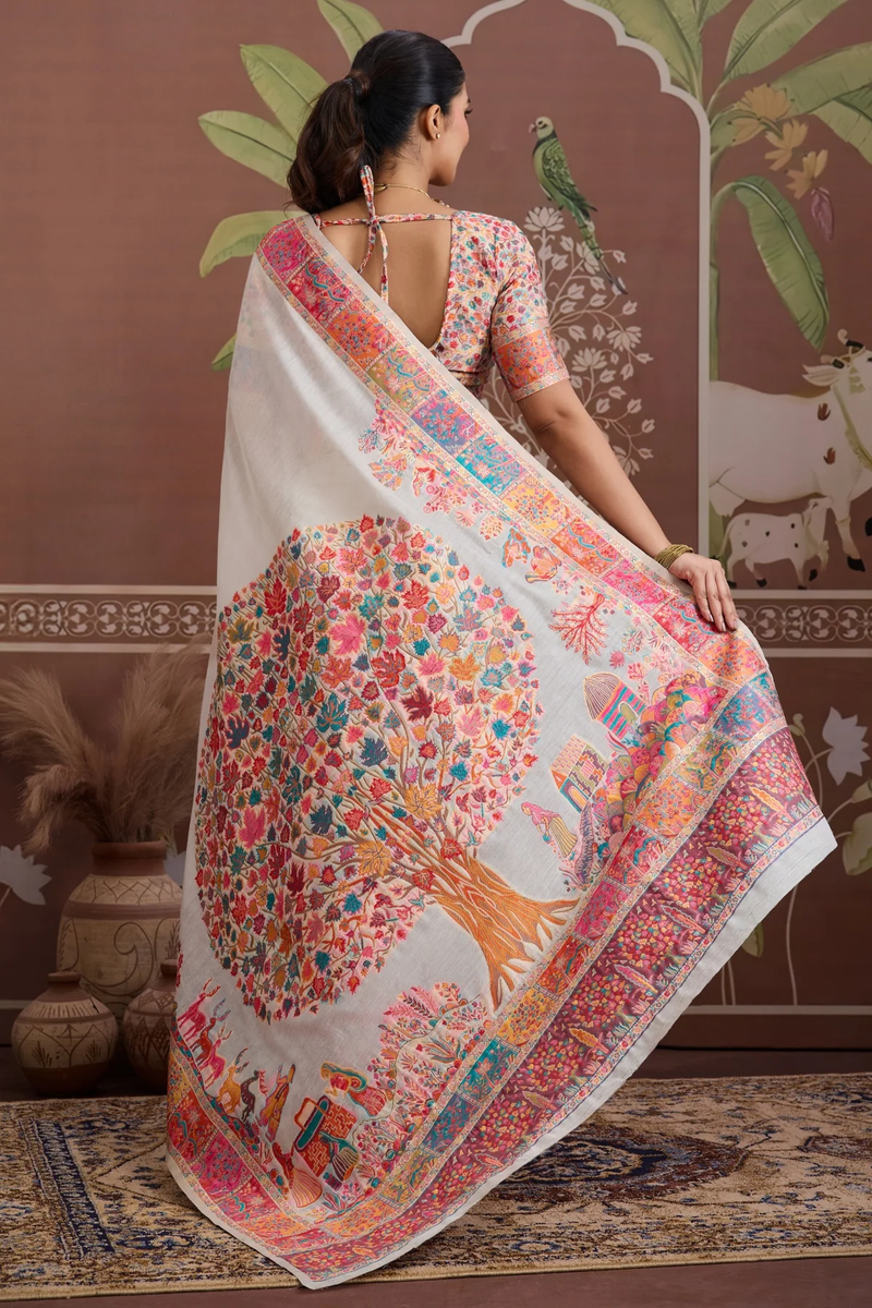 Luxurious Cotton Pashmina Weaving Saree