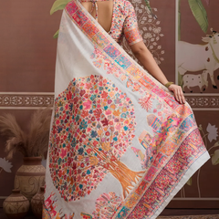 Luxurious Cotton Pashmina Weaving Saree