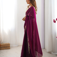 Fendy Satin Saree with Sequin Lace Border