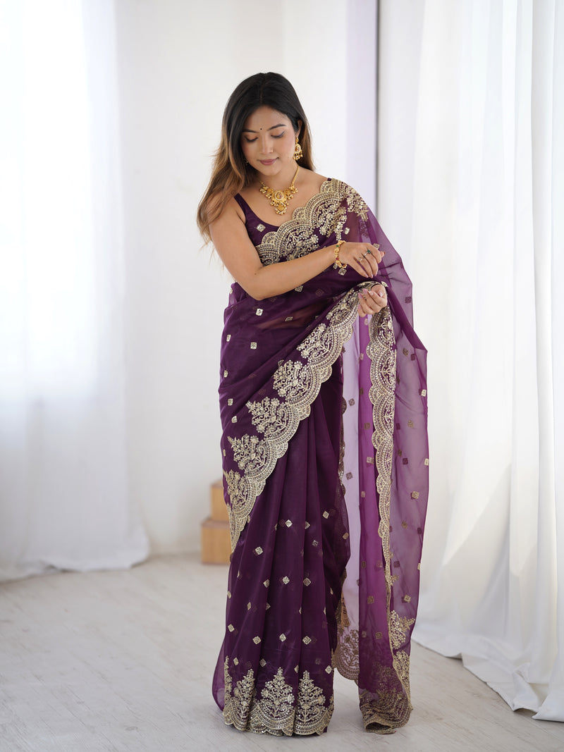 Soft Twill Net & Sequin Elegance Saree