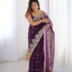 Soft Twill Net & Sequin Elegance Saree