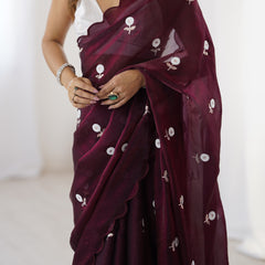Liquid Fendy Satin with Dazzling Sequin Work Saree