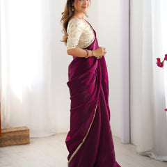 Fendy Satin Saree with Sequin Lace Border