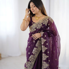 Soft Twill Net & Sequin Elegance Saree