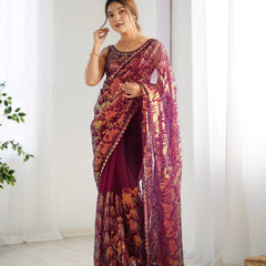 Butterfly Glow Saree Soft Net & 3mm Sequin Sparkle