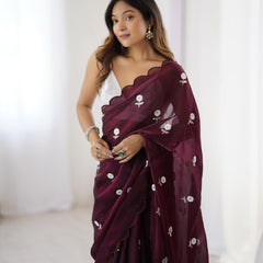 Liquid Fendy Satin with Dazzling Sequin Work Saree