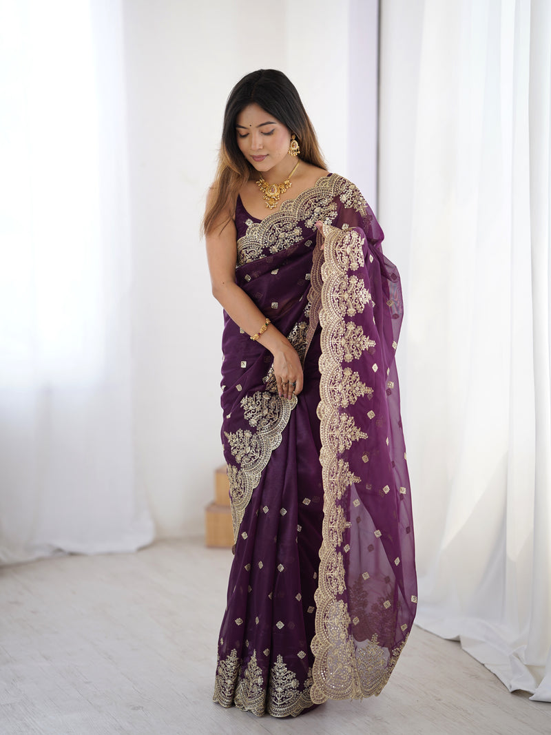 Soft Twill Net & Sequin Elegance Saree