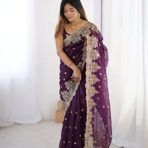 Soft Twill Net & Sequin Elegance Saree
