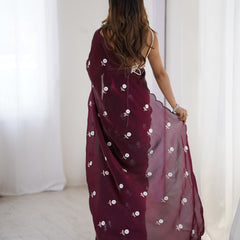 Liquid Fendy Satin with Dazzling Sequin Work Saree