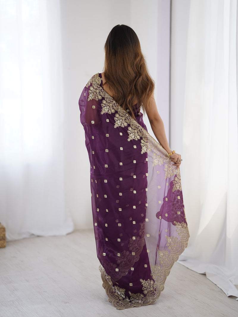 Soft Twill Net & Sequin Elegance Saree