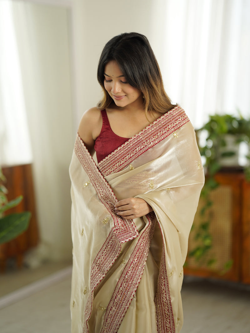 Jimmy Chu Saree with Sequins & Zari Embroidery