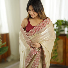 Jimmy Chu Saree with Sequins & Zari Embroidery