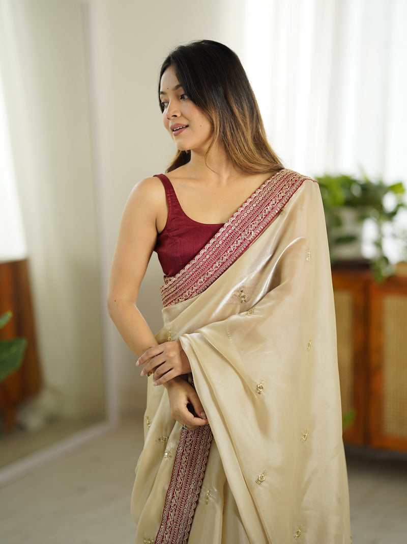 Jimmy Chu Saree with Sequins & Zari Embroidery
